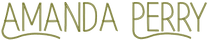 Gold text 'AMANDA PERRY' on a black background