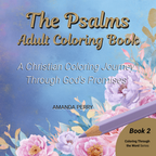 Cover of 'The Psalms Adult Coloring Book' with flowers and a pencil on a blue background